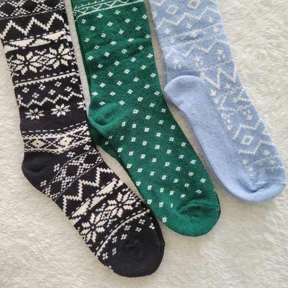 NWOT Old Navy wool-blend tall boot socks with fair isle patterns (lot of 3) - Picture 3 of 6